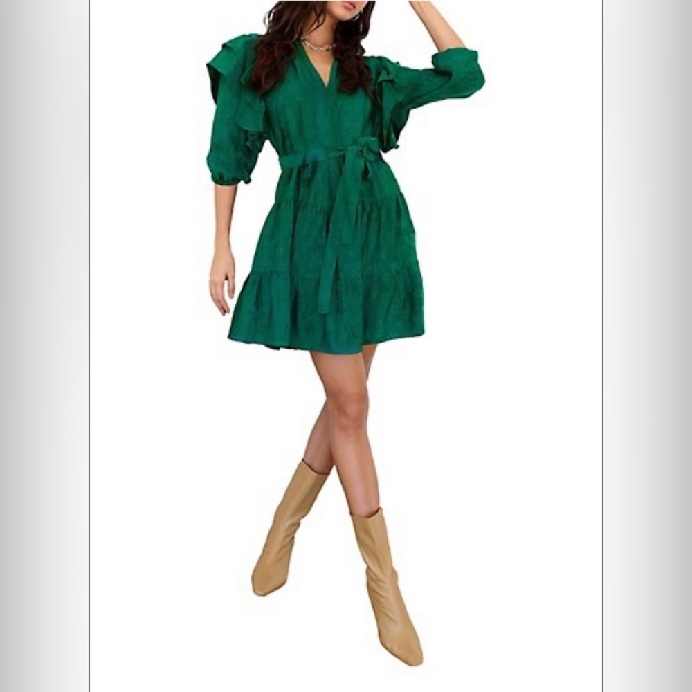 Adelyn Rae Regina Ruffle-Sleeve Tiered Day Dress